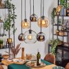 Koyoto Hanglamp, Kogellampje, Hanglamp Amber, Chroom, Duidelijk, Rookkleurig, 6-lichts