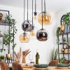 Koyoto Hanglamp, Kogellampje, Hanglamp Amber, Chroom, Duidelijk, Rookkleurig, 6-lichts