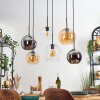 Koyoto Hanglamp, Kogellampje, Hanglamp Amber, Chroom, Duidelijk, Rookkleurig, 6-lichts