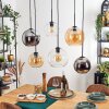 Koyoto Hanglamp, Kogellampje, Hanglamp Amber, Chroom, Duidelijk, Rookkleurig, 6-lichts