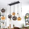 Ripoll Hanglamp, Kogellampje, Hanglamp Amber, Duidelijk, Rookkleurig, 6-lichts