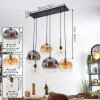 Ripoll Hanglamp, Kogellampje, Hanglamp Amber, Duidelijk, Rookkleurig, 6-lichts