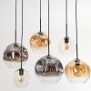 Ripoll Hanglamp, Kogellampje, Hanglamp Amber, Duidelijk, Rookkleurig, 6-lichts