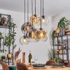 Ripoll Hanglamp, Kogellampje, Hanglamp Amber, Duidelijk, Rookkleurig, 6-lichts