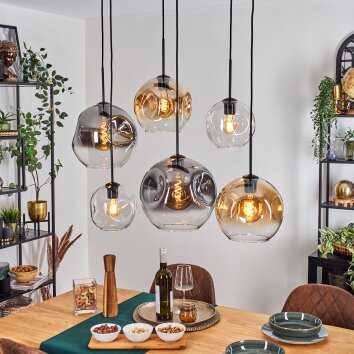 Ripoll Hanglamp, Kogellampje, Hanglamp Amber, Duidelijk, Rookkleurig, 6-lichts