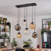 Gastor Hanglamp, Kogellampje, Hanglamp Amber, Chroom, Duidelijk, Rookkleurig, 6-lichts