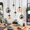 Gastor Hanglamp, Kogellampje, Hanglamp Amber, Chroom, Duidelijk, Rookkleurig, 6-lichts