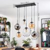 Gastor Hanglamp, Kogellampje, Hanglamp Amber, Chroom, Duidelijk, Rookkleurig, 6-lichts