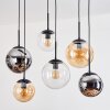Gastor Hanglamp, Kogellampje, Hanglamp Amber, Chroom, Duidelijk, Rookkleurig, 6-lichts