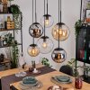 Gastor Hanglamp, Kogellampje, Hanglamp Amber, Chroom, Duidelijk, Rookkleurig, 6-lichts