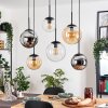 Gastor Hanglamp, Kogellampje, Hanglamp Amber, Chroom, Duidelijk, Rookkleurig, 6-lichts