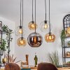 Koyoto Hanglamp, Kogellampje, Hanglamp Amber, Chroom, Duidelijk, Rookkleurig, 6-lichts