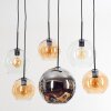 Koyoto Hanglamp, Kogellampje, Hanglamp Amber, Chroom, Duidelijk, Rookkleurig, 6-lichts