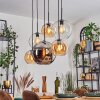 Koyoto Hanglamp, Kogellampje, Hanglamp Amber, Chroom, Duidelijk, Rookkleurig, 6-lichts