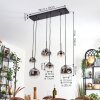 Ripoll Hanglamp, Kogellampje, Hanglamp Duidelijk, Rookkleurig, 6-lichts