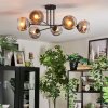 Ripoll Plafondlamp, Kogellampje Chroom, Duidelijk, Rookkleurig, 6-lichts