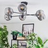 Ripoll Plafondlamp, Kogellampje Chroom, Duidelijk, Rookkleurig, 6-lichts