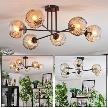 Ripoll Plafondlamp, Kogellampje Amber, Duidelijk, 6-lichts