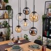 Gastor Hanglamp, Kogellampje, Hanglamp Amber, Chroom, Duidelijk, Rookkleurig, 6-lichts
