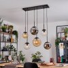 Gastor Hanglamp, Kogellampje, Hanglamp Amber, Chroom, Duidelijk, Rookkleurig, 6-lichts