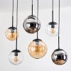 Gastor Hanglamp, Kogellampje, Hanglamp Amber, Chroom, Duidelijk, Rookkleurig, 6-lichts