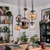 Gastor Hanglamp, Kogellampje, Hanglamp Amber, Chroom, Duidelijk, Rookkleurig, 6-lichts
