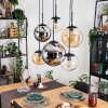 Gastor Hanglamp, Kogellampje, Hanglamp Amber, Chroom, Duidelijk, Rookkleurig, 6-lichts