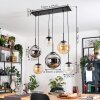 Gastor Hanglamp, Kogellampje, Hanglamp Amber, Chroom, Duidelijk, Rookkleurig, 6-lichts