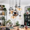 Gastor Hanglamp, Kogellampje, Hanglamp Amber, Chroom, Duidelijk, Rookkleurig, 8-lichts
