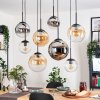 Gastor Hanglamp, Kogellampje, Hanglamp Amber, Chroom, Duidelijk, Rookkleurig, 8-lichts