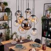 Gastor Hanglamp, Kogellampje, Hanglamp Amber, Chroom, Duidelijk, Rookkleurig, 8-lichts