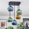 Koyoto Plafondlamp, Kogellampje Blauw, Goud, Groen, 5-lichts