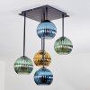 Koyoto Plafondlamp, Kogellampje Blauw, Goud, Groen, 5-lichts