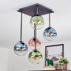 Gastor Plafondlamp, Kogellampje Blauw, Groen, Duidelijk, Koperkleurig, 5-lichts