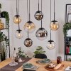 Gastor Hanglamp, Kogellampje, Hanglamp Amber, Chroom, Duidelijk, Rookkleurig, 8-lichts