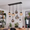 Gastor Hanglamp, Kogellampje, Hanglamp Amber, Chroom, Duidelijk, Rookkleurig, 8-lichts