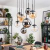 Gastor Hanglamp, Kogellampje, Hanglamp Amber, Chroom, Duidelijk, Rookkleurig, 8-lichts