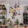 Gastor Hanglamp, Kogellampje, Hanglamp Amber, Chroom, Duidelijk, Rookkleurig, 8-lichts