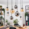 Gastor Hanglamp, Kogellampje, Hanglamp Amber, Chroom, Duidelijk, Rookkleurig, 8-lichts