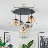 Ripoll Plafondlamp, Kogellampje Amber, Duidelijk, Rookkleurig, 5-lichts
