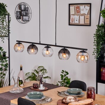 Koyoto Hanglamp, Kogellampje, Hanglamp Amber, Duidelijk, Rookkleurig, 5-lichts