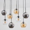 Koyoto Hanglamp, Kogellampje, Hanglamp Amber, Chroom, Duidelijk, Rookkleurig, 8-lichts