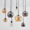 Ripoll Hanglamp, Kogellampje, Hanglamp Amber, Duidelijk, Rookkleurig, 8-lichts
