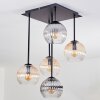 Koyoto Plafondlamp, Kogellampje Amber, Duidelijk, Rookkleurig, 5-lichts