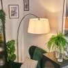 Bassagoda Staande lamp, Booglampen Chroom, Zwart, 1-licht, Stoffen lampenkap
