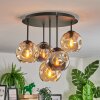 Ripoll Plafondlamp, Kogellampje Amber, Rookkleurig, 5-lichts