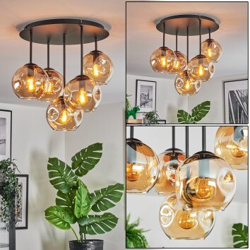 Ripoll Plafondlamp, Kogellampje Amber, 5-lichts