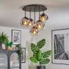 Ripoll Plafondlamp, Kogellampje Chroom, Duidelijk, Rookkleurig, 5-lichts