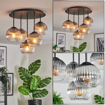 Koyoto Plafondlamp, Kogellampje 41 cm Duidelijk, Rookkleurig, 5-lichts