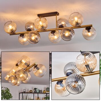 Koyoto Plafondlamp, Kogellampje Goud, Zwart, 10-lichts